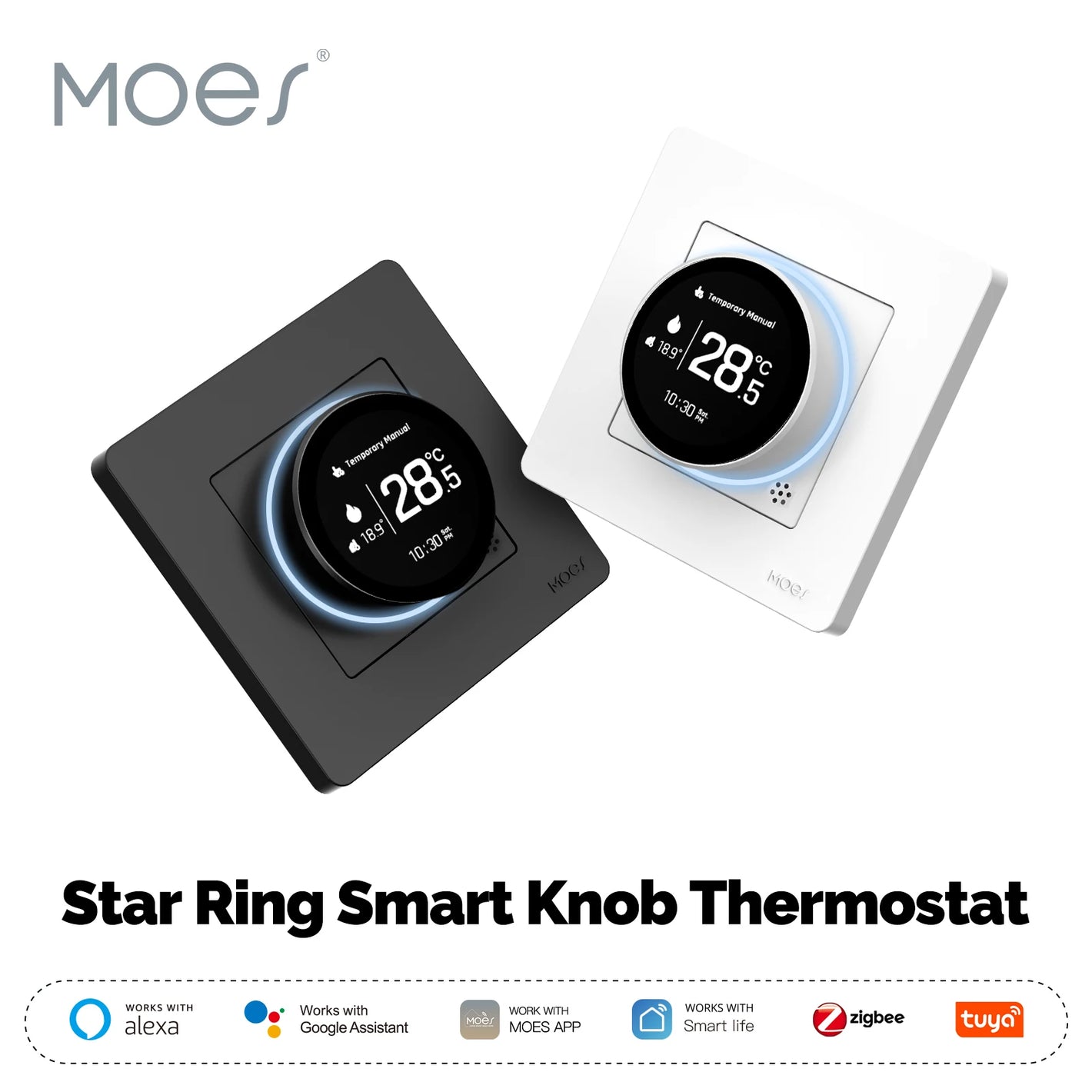 ENGIES Tuya ZigBee Smart Knob Thermostat Star Ring Series Temperature Controller Water Boiler Electric Heating With Alexa Google