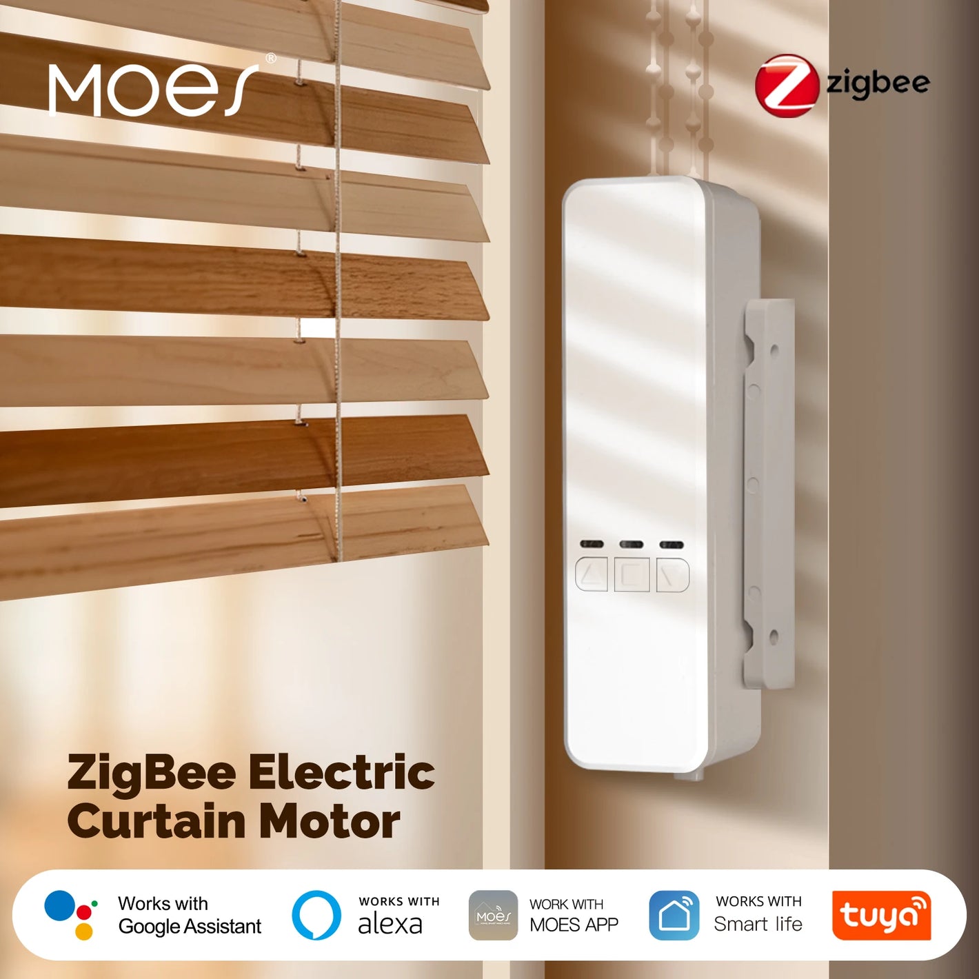ENGIES Tuya Zigbee Chain Roller Blinds Smart Electric Curtain Shade Drive Motor Lithium battery  App Control with Alexa GoogleHome