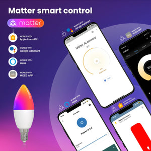 ENGIES Tuya Matter WiFi Smart Bulb Dimmable Led Light 16 Million RGB Colors  E14 Candle Lamp Voice Control Alexa Google Home