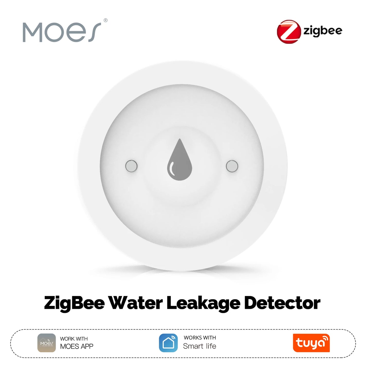 ENGIES Tuya ZigBee Water Leakage Detector Smart Water Flood Alarm Immersion Sensor IP66 Work With Smart Life App Remote Monitoring