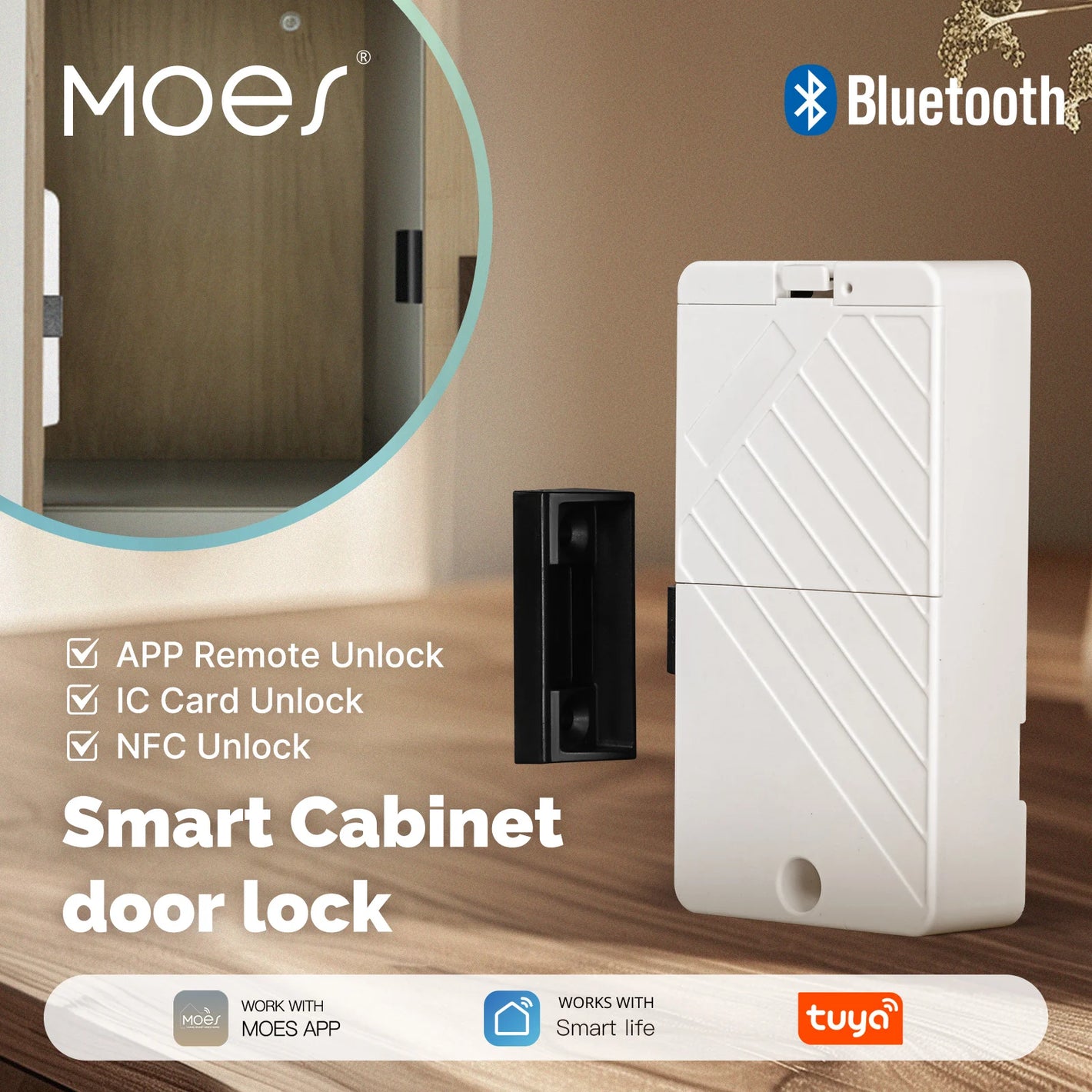 ENGIES Bluetooth Cabinet Drawer Lock Smart Tuya Used for Locker Wood Door IC Card Unlock Keyless Monitoring  App Remote Control