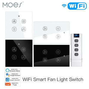 ENGIES New WiFi RF Smart Ceiling Fan Light 2/3 Way Control Smart Life/Tuya APP RF Remote Speed Control Alexa Google Home Compatible