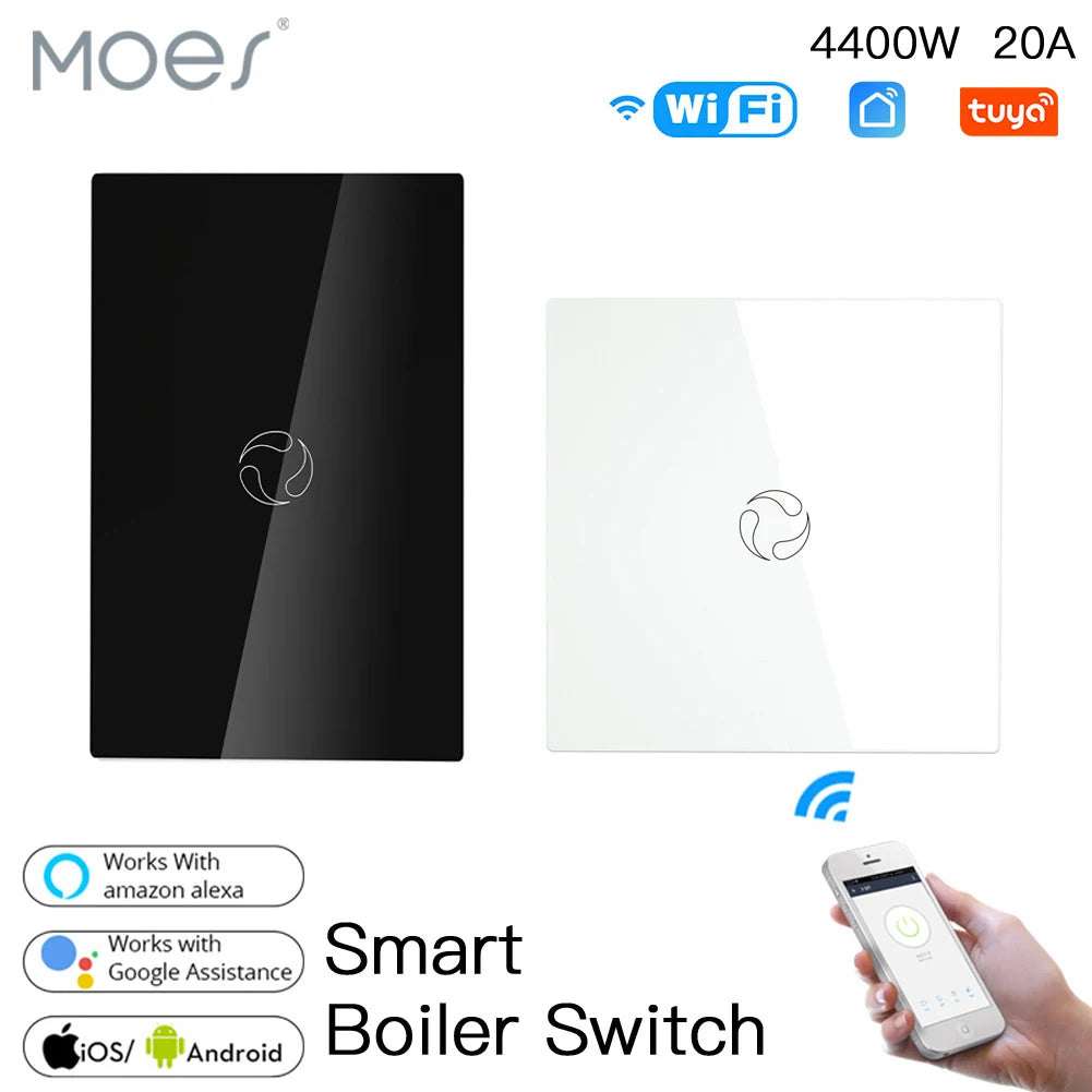 ENGIES WiFi Boiler Switch/ Zigbee Water Heater controller 20A Tuya Smart APP Remote Control Alexa Google Home Voice Glass Panel