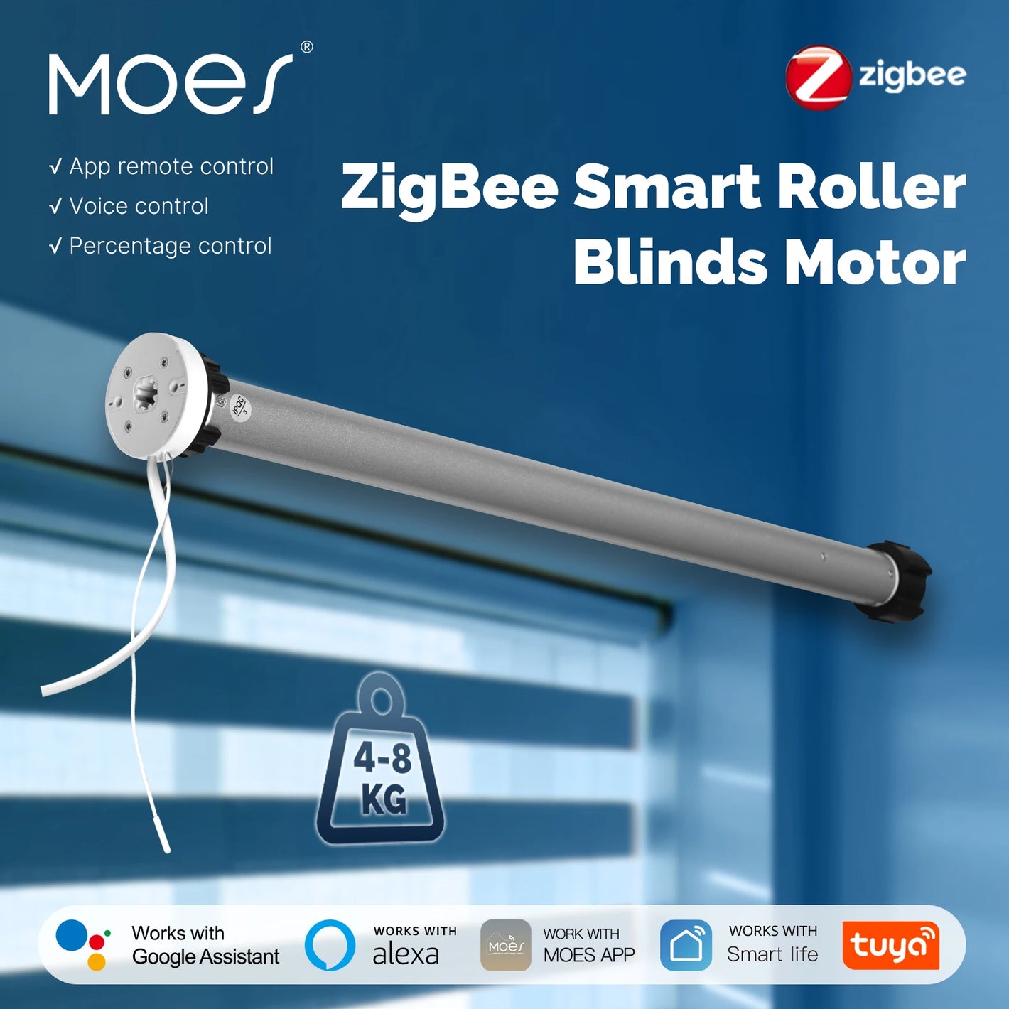 ENGIES Tuya Smart Zigbee Roller Blinds Motor Shade for 38mm Tube Automatic work with Alexa Google Home Smart Life Remote Control