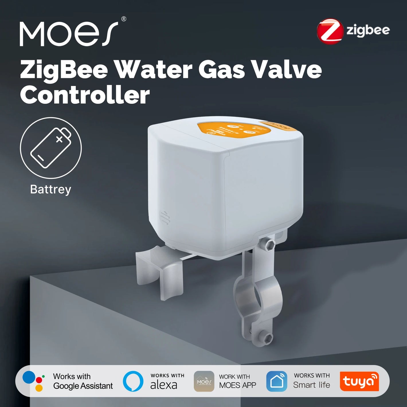 ENGIES Tuya ZigBee Smart battery Water Gas Valve Controller Automatic Low Power Consumption Voice Control with Alexa Google Home