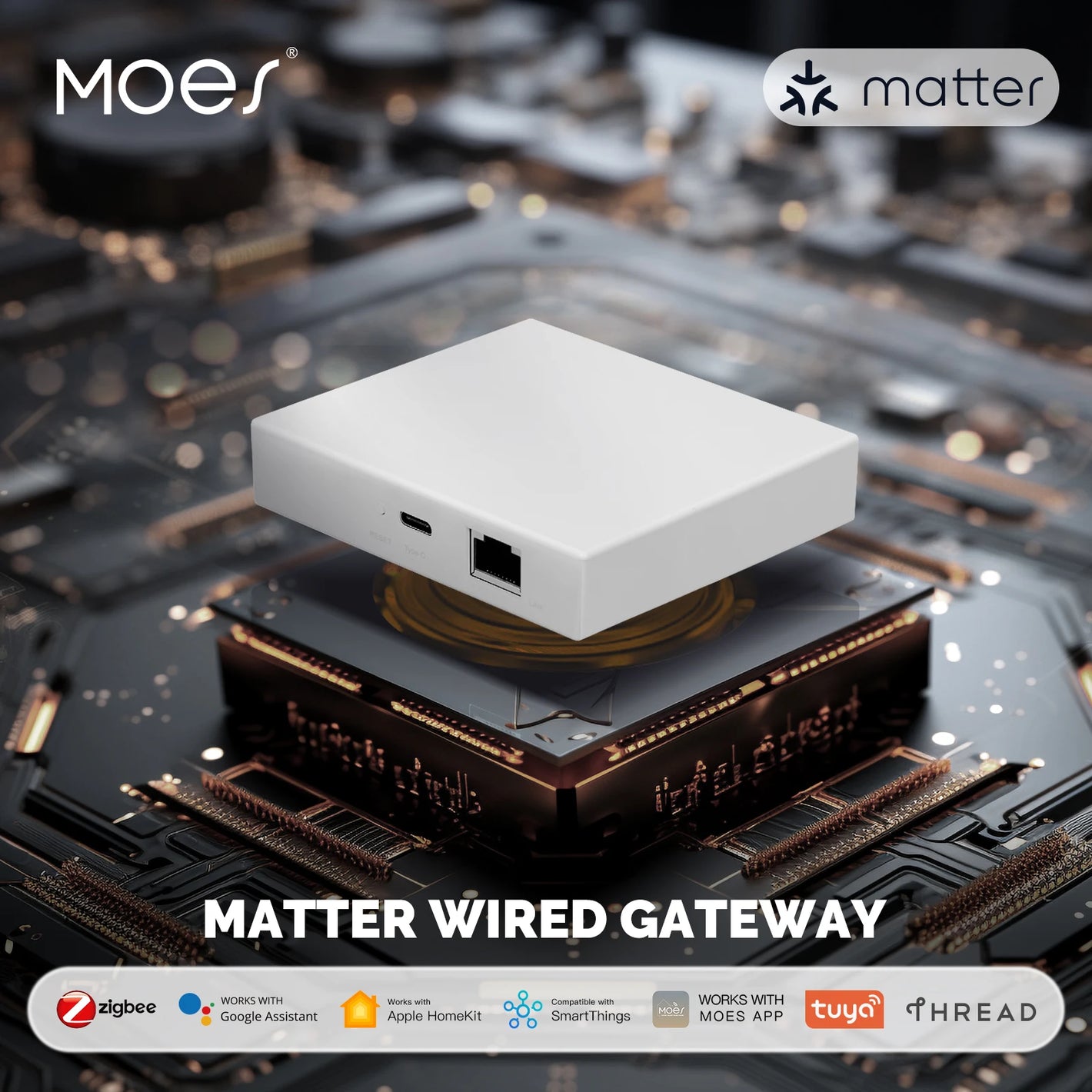 ENGIES Tuya Zigbee Matter Thread Gateway Smart Home Bridge Matter Hub Support Voice Control Siri Homekit Smartthings Google Alexa