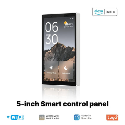 ENGIES Tuya Wifi Smart 5-inch Touch Screen US Center Control Panel Voice Control Alexa And ZigBee Gateway Built-in Scene Control