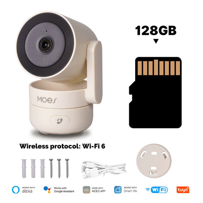ENGIES Tuya Wi-Fi 6 Smart Indoor 4MP HD Security Pan/Tilt Camera Motion Tracking & Sound Detection Infrared Night Vision Monitor