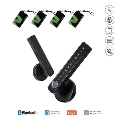 ENGIES Tuya Bluetooth Smart Fingerprint Door Handle Lock Electronic Password APP Remote Unlock Hotel Apartment Office Rental House