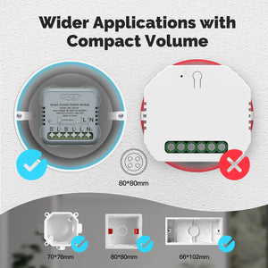 ENGIES Tuya ZigBee WiFi Mini Curtain Switch Module Smart For Rocker Reset Switch Work With Google Home Alexa App Remote Control