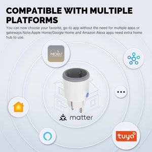 ENGIES Smart EU/US/UK Plug Matter WiFi Socket 15/16A Timer Outlet Power Monitor Support TUYA  Apple Homekit with Google Home Alexa