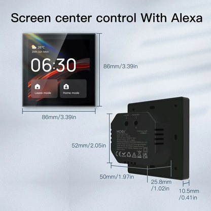 ENGIES Wifi Touch Center Control Panel，Tuya Screen， Bulid in Alexa Voice Control & ZigBee Gateway For Smart Scenes 4 Inches