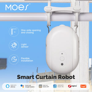 ENGIES Tuya ZigBee Smart Electric Curtain Robot Timing Auto Opener Closer Light Sensor App Remote Control Support Alexa GoogleHome