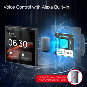 ENGIES Wifi Touch Center Control Panel,Tuya Screen, Bulid in Alexa Voice Control & ZigBee Gateway For Smart Scenes 4 Inches