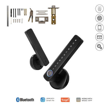 ENGIES Tuya Bluetooth Smart Fingerprint Door Handle Lock Electronic Password APP Remote Unlock Hotel Apartment Office Rental House