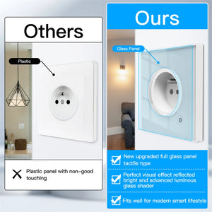 ENGIES ZigBee Smart Wall Socket Glass Panel Outlet Power Monitor tuya Wireless Control Mesh Timer Alexa Google Home voice UK EU FR