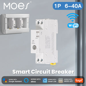 ENGIES WiFi Tuya Smart Circuit Breaker 40A Alarm Threshold Set Electricity Monitor V0 Fireproof Retardant APP Control With Alexa