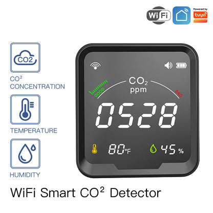 ENGIES Smart Tuya CO2 Detector Temperature Humidity Tester 3 in 1 Carbon  Dioxide Detector Air Quality Monitor WiFi alarm senor