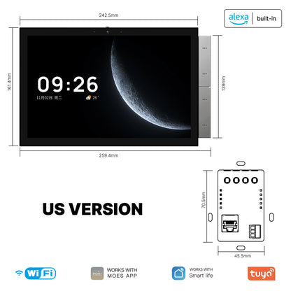 ENGIES Tuya Smart Home Control Panel Max 10.1inch Touch Screen with Bluetooth Zigbee Gateway Built-in Building Intercom Compatible
